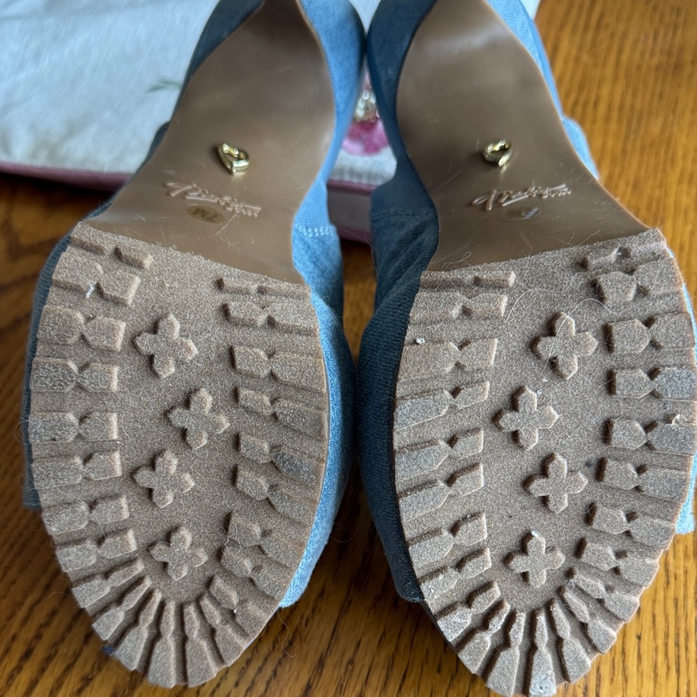 Thalia Sodi Light Blue Denim Open-Toe Stiletto Mules - Like NEW! - Picture 8 of 12